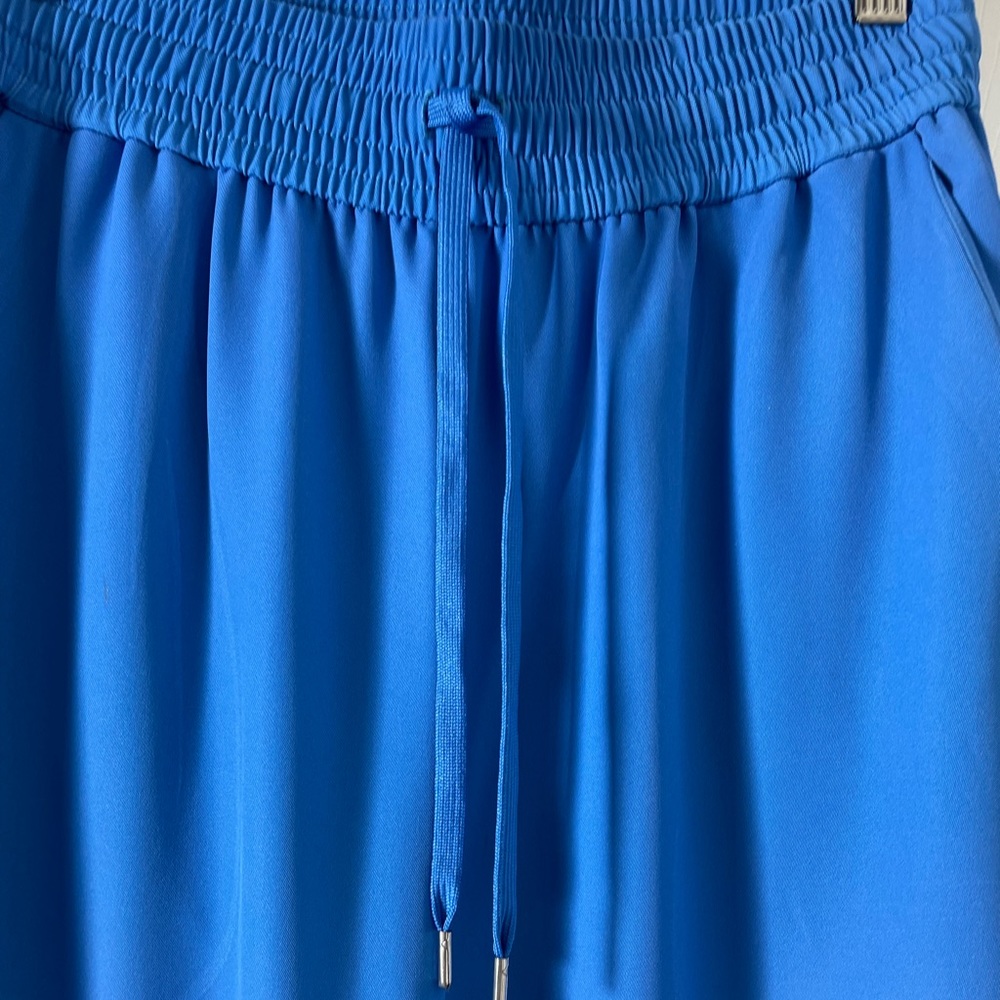 Asos Weekday Women's Blue & Orange design draw string wide legs Pants Size 36 - Picture 7 of 15